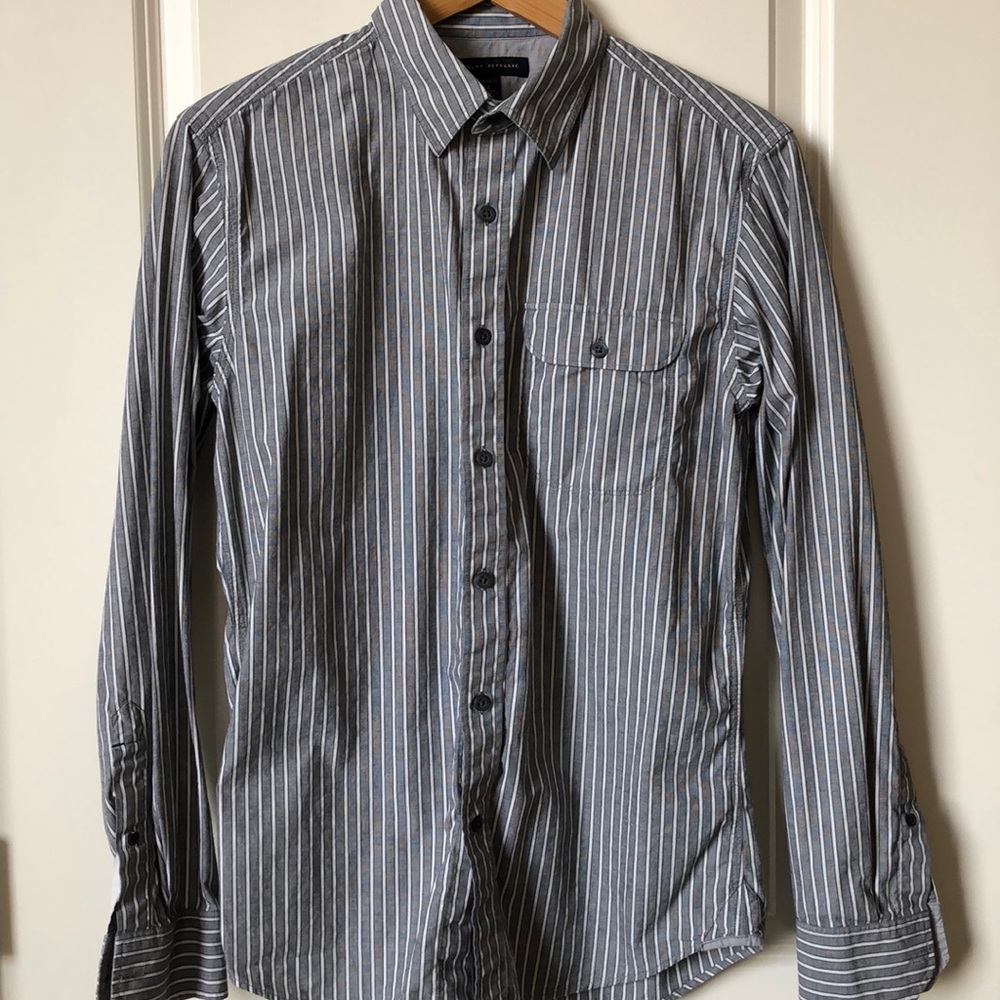 Banana Republic Soft Wash Gray Striped Shirt